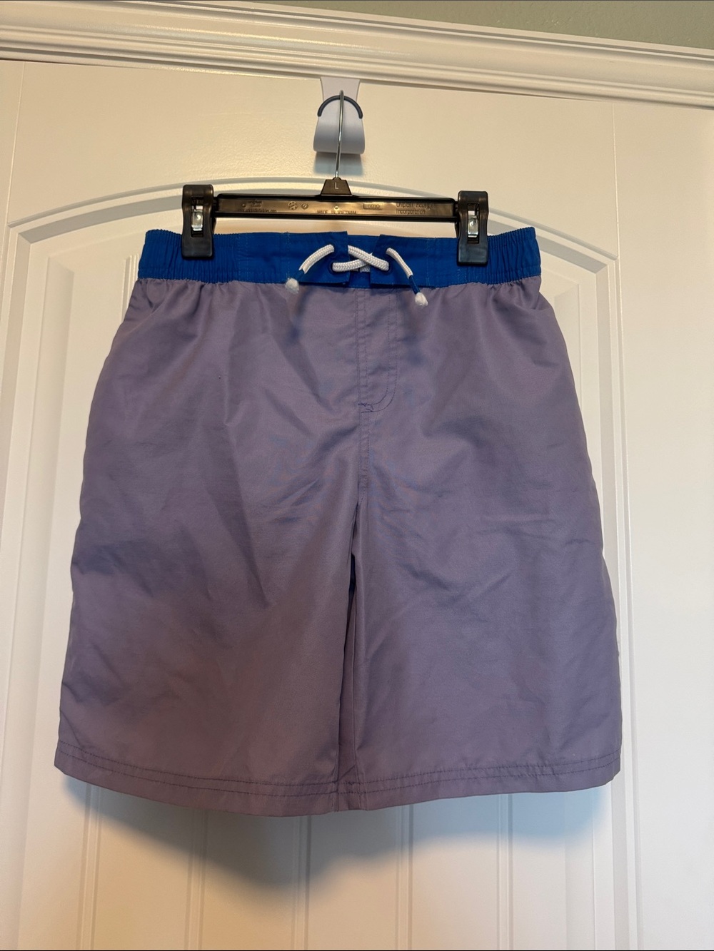 Boys Mini Boden Lavender and Blue Swim Trunks Size 11-12